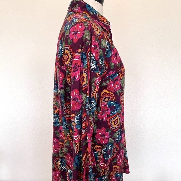 NWT 90's Funky Floral Aztec Long Sleeve Shirt - Size Medium - Ilio - Picture 5 of 8